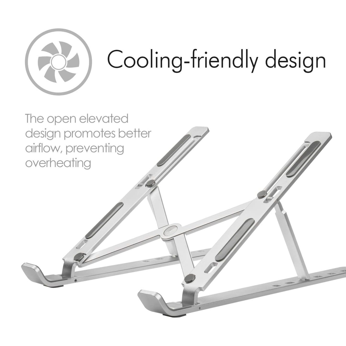 Desire2 Adjustable Laptop Stand, Portable Aluminium Holder for Desk, Foldable Ventilated Cooling Notebook Stand for Macbook Air Pro, HP, Lenovo, Sony
