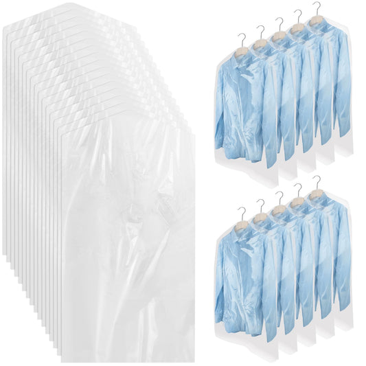 100 Pack Plastic Clothing Bags, Dustproof Clothing Protective Cover