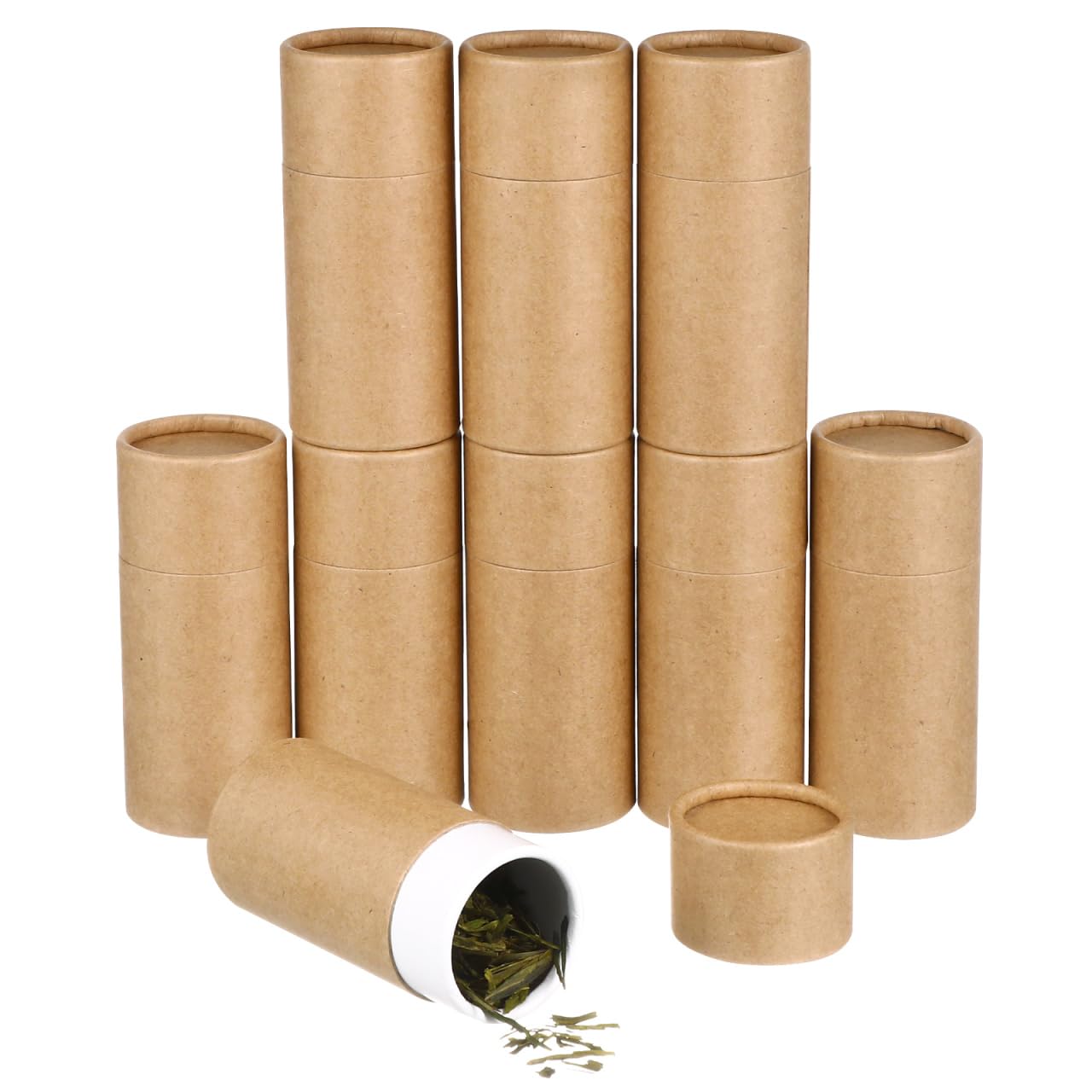 HEALLILY 10Pcs Kraft Paperboard Tubes, Paper Essential Oil Bottle Storage Boxes With Lid, Cylinder Packaging Box for Cosmetic Tea Small 50ml