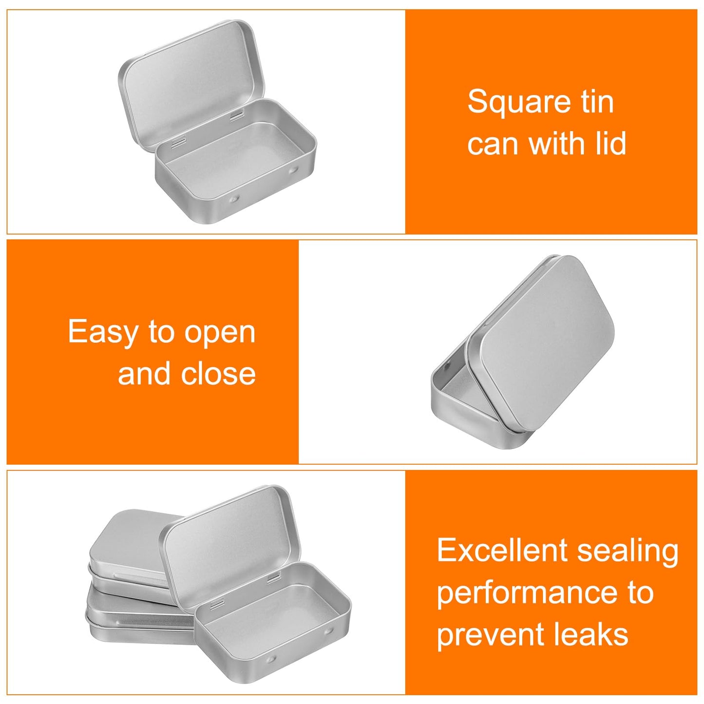 sourcing map 2pcs Metal Tin Box, 3.7x2.4x0.8 Mini Portable Rectangular Empty Tinplate Small Storage Container Airtight Tins with Lids for Candy