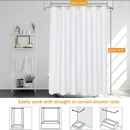 HUIBOHOU Shower Curtain - Solid Colour Fabric Shower Washable Curtain Mould Resistant and Water Repellent,180 * 200cm Mixed Grey, 180 * 200cm