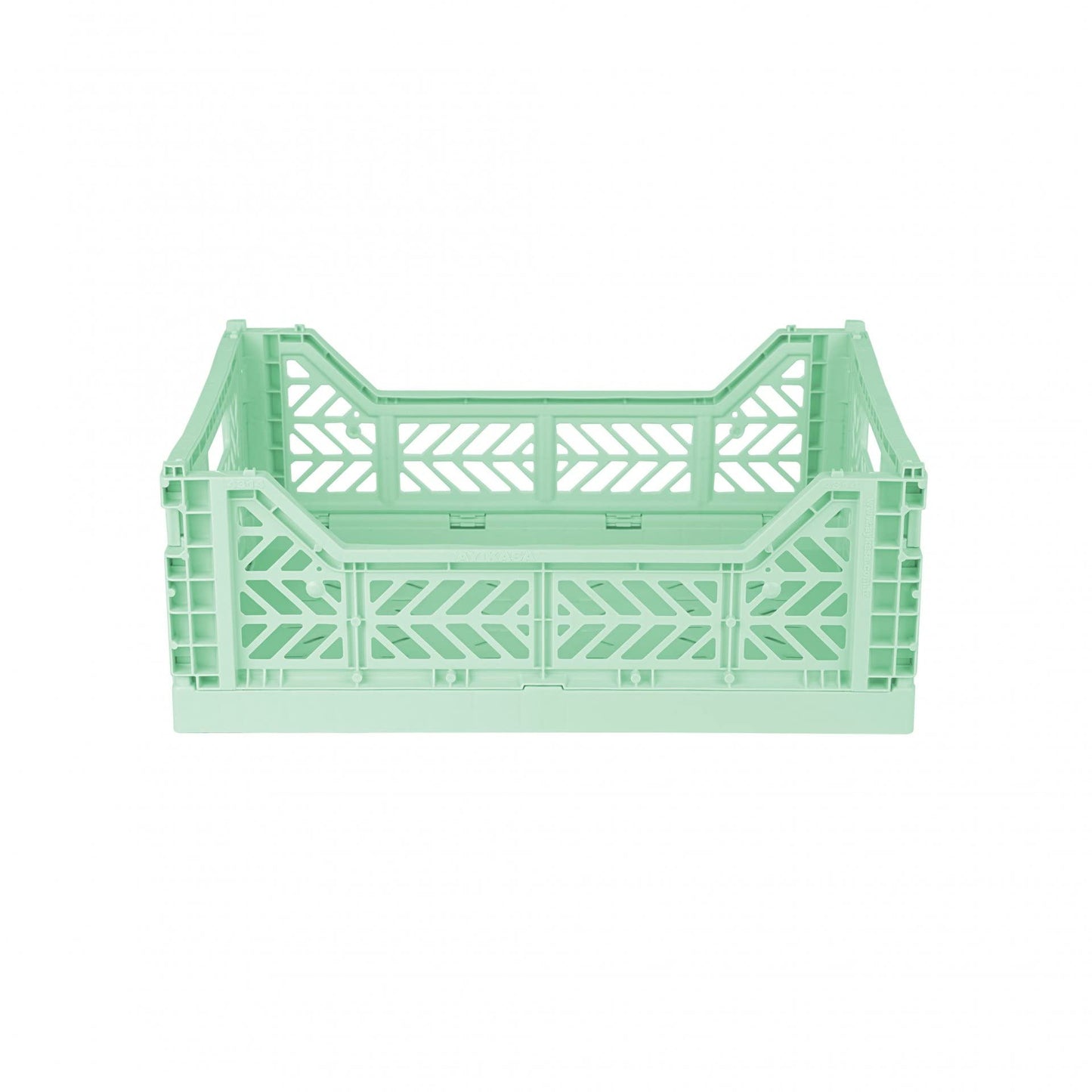 AYKASA Folding Crate, Sturdy Folding Box, Plastic, Stackable, Warm Mint, Midi (40 x 30 x 14 cm)