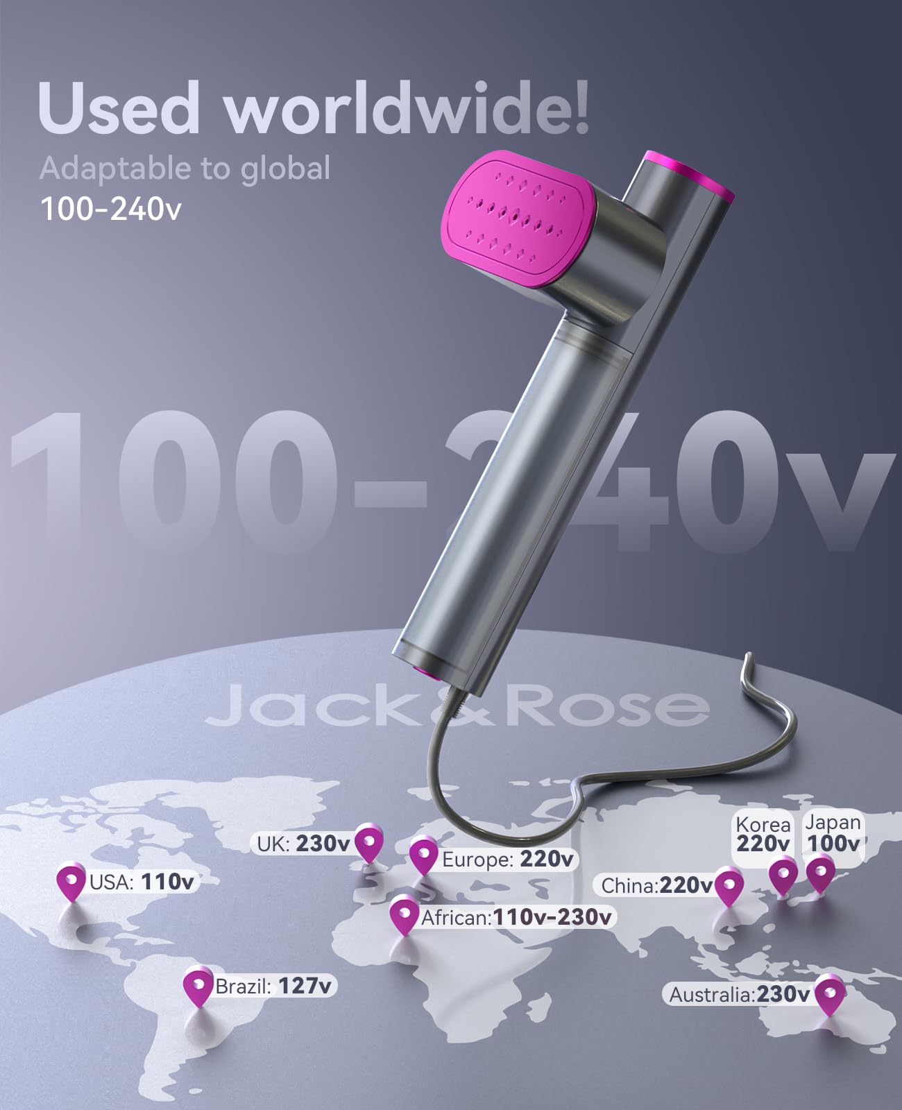 JackRose Clothes Steamer,Dual Voltage Handheld Steamer Clothing,15s Fast Heat,1000W Travel Steamer for Clothes,Lightweight Travel Iron for Global
