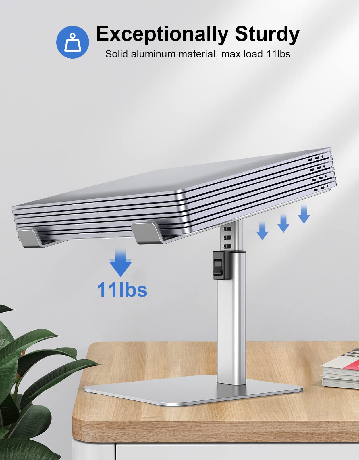 Babacom Laptop Stand for Desk, 8 Adjustable Height Aluminum Laptop Riser