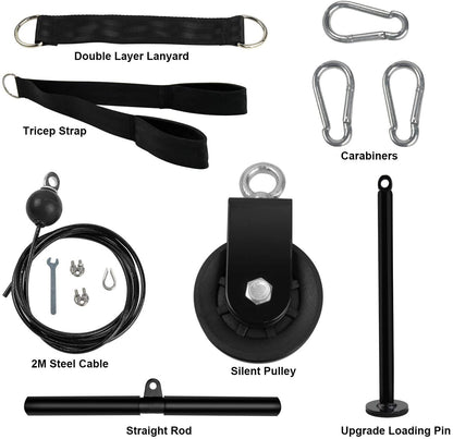LAT and Lift Pulley System, LFJ Fitness DIY Cable Pulley Gym Home Arm Strength Training Exerciser Lat Pulldown Forearm Wrist Roller Trainer