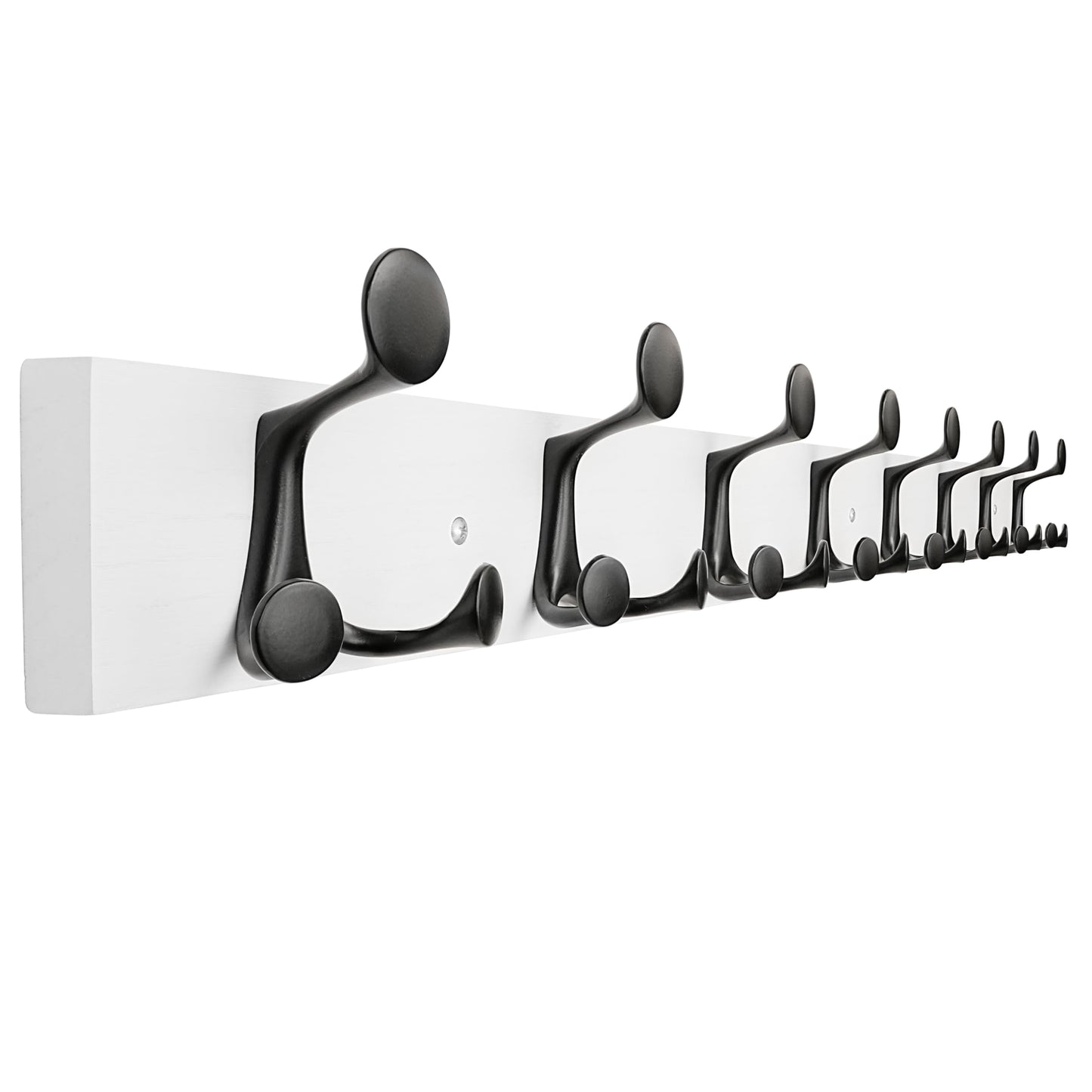 SKOLOO 109 cm White Wood Coat Rack Wall Mount with 8 Triple Hooks - Ideal for Family Entrances, Classrooms, and Pet Supplies Storage