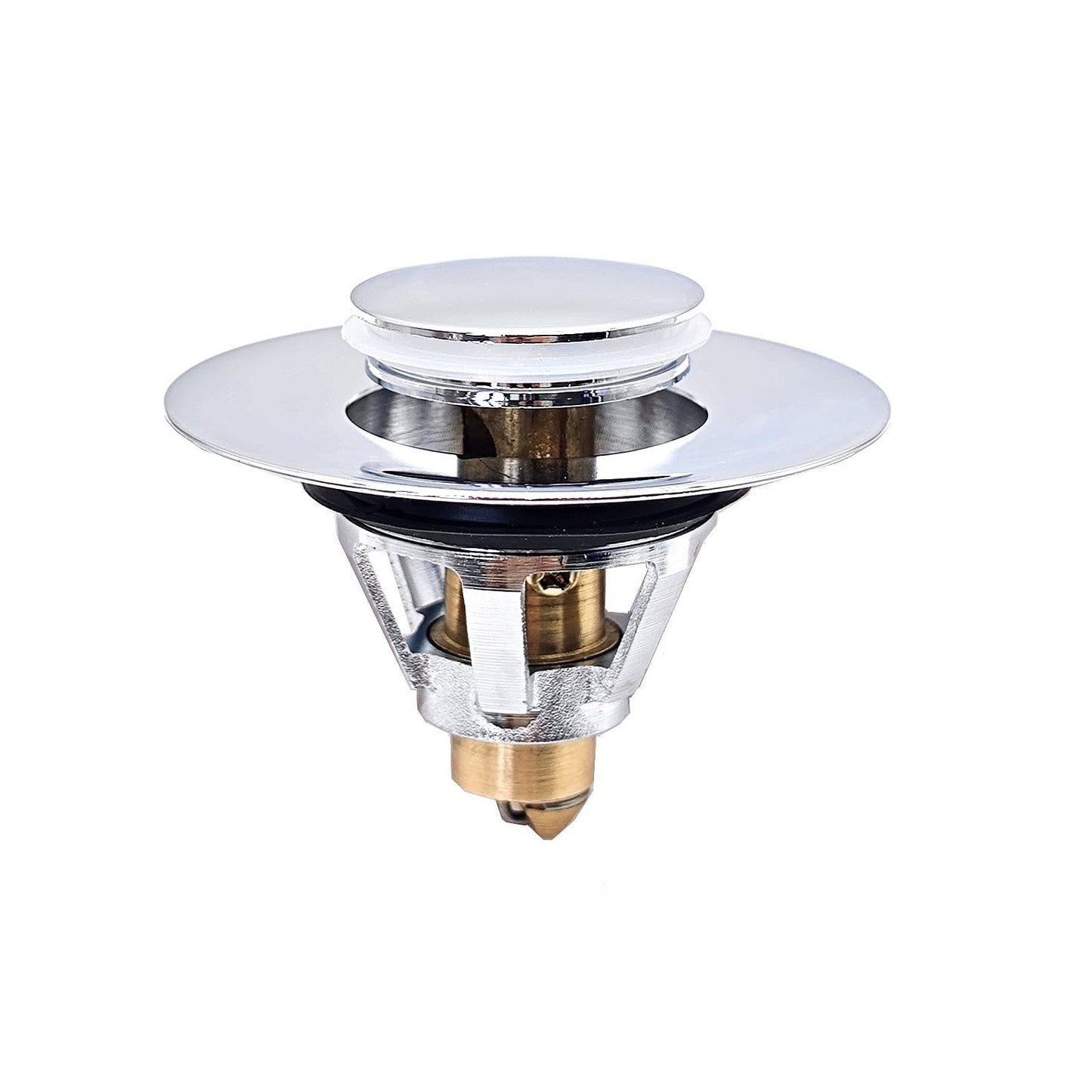 JZK Brass bathroom pop up sink plug replacement for 34-38mm drain hole, universal metal sink strainer stopper, click-clack basin waste plug basket
