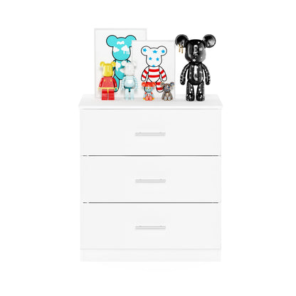 Furinno 3-Drawer Dresser with Handle, Solid White