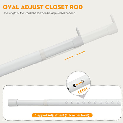 Poskena Clothes Rail Heavy Duty for Wardrobe White,25mm rail,43-101cm