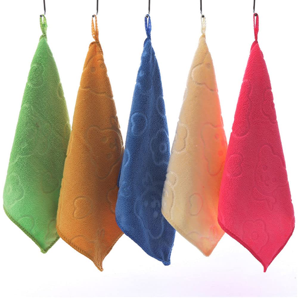 5 Piece Hand Dry Towel Five Colors Small Hand Towels Hanging Loop 25x25cm