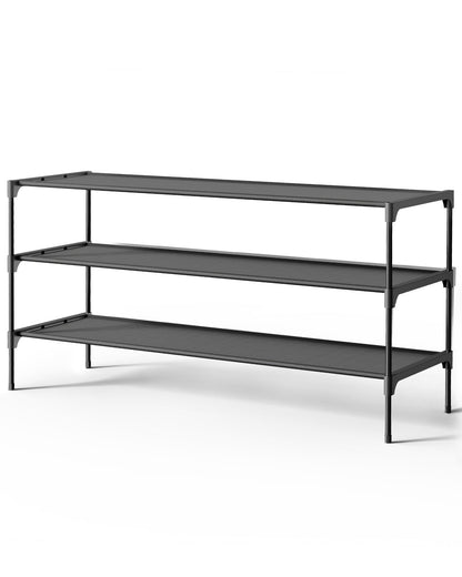 Kitsure Premium Non-Woven Shoe Rack Shelf, 92 x 30 x 47 cm, Black