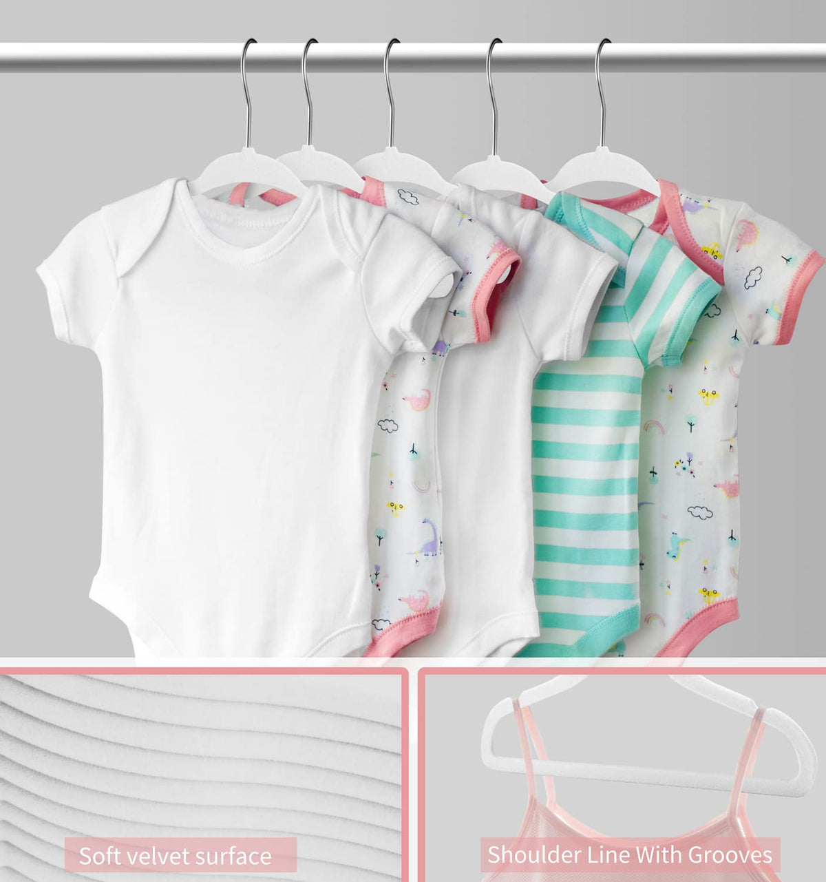 MangoKit White Baby Velvet Hangers Non-Slip Kids Coat Hangers 30 Pack
