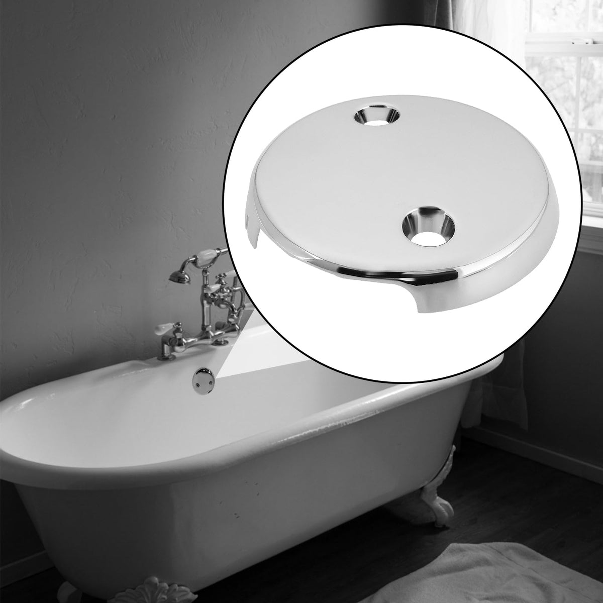 LT Easiyl 1PC Two Hole Bathtub Overflow Faceplate Diameter 81mm Hole Center Distance 50mm with Screw Stainless Steel Bathtub Overflow Drain Cover