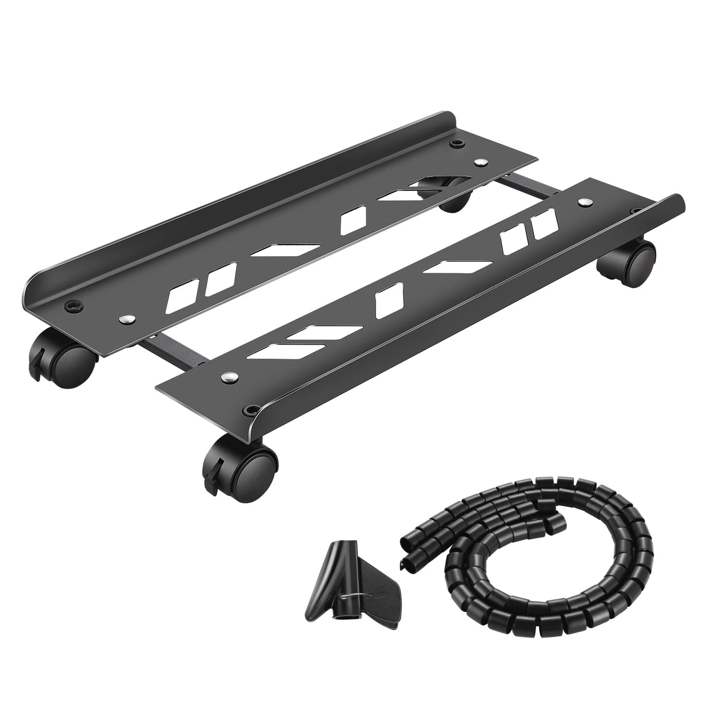 Metal Pc Stand, Big Adjustable Computer Tower Holder, Heavy-Duty Desktop Stand with 4 Caster Wheels Fits Most PC Under Desk