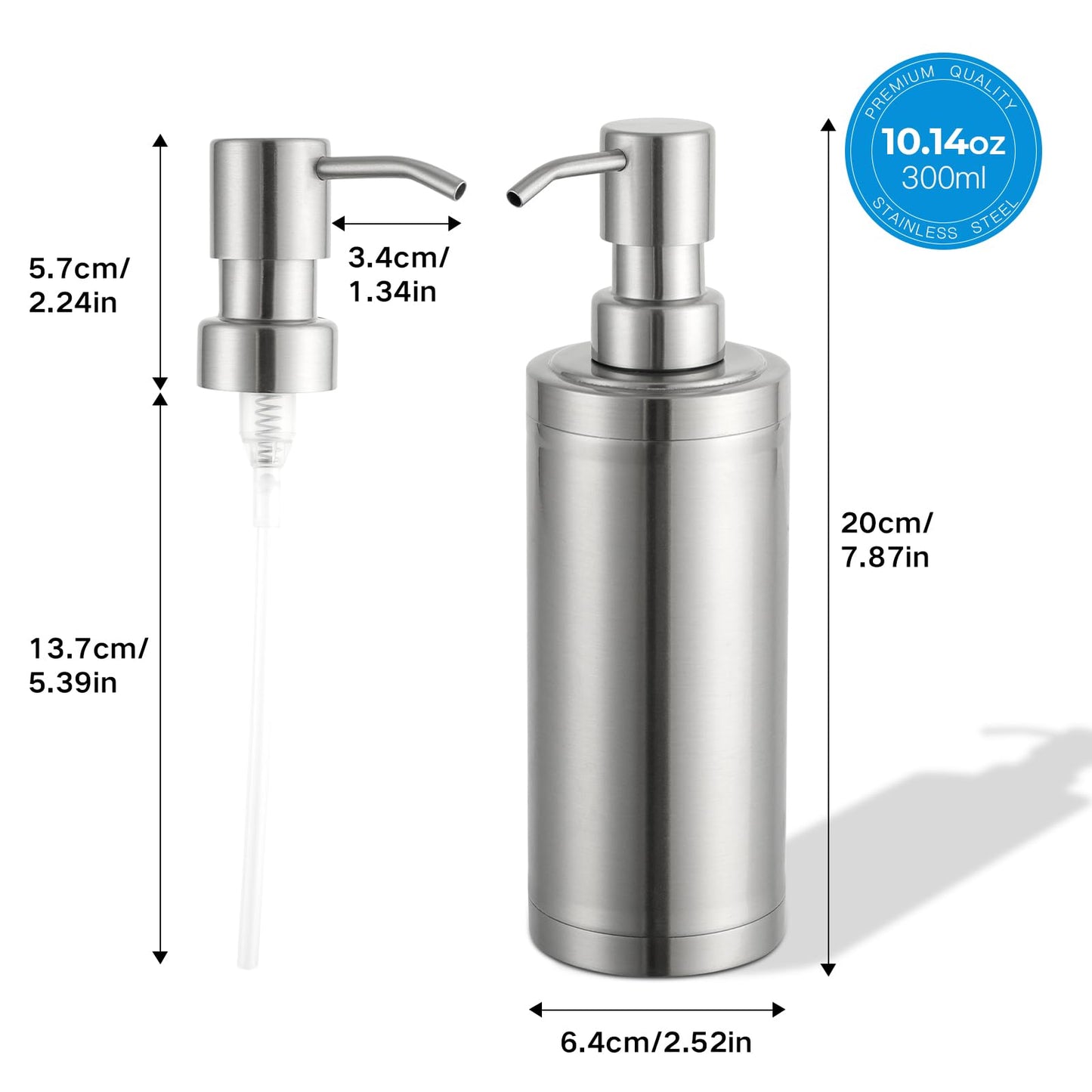 GAPPO Brushed Nickle Soap Dispenser Stainless Steel Metal Pump Hand Lotion Bottle for Bathroom, Bedroom and Kitchen
