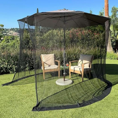 Mosquito Net for Umbrella 9.2 FT | Large Sizes & Fabric Designed for Outdoors | Insect House Screen Netting for Patio, Porch & Garden Terrace | Outside Canopy Bug & Fly Protection Enclosure