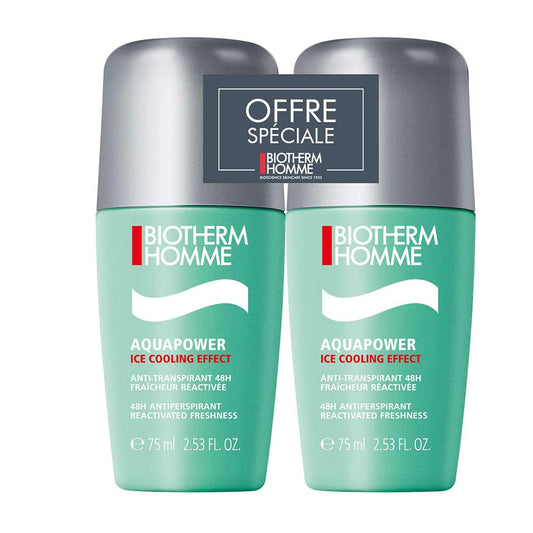 Biotherm Homme Aquapower Ice Cooling Effect 48H Anti-Perspirant Roll-On 2 x 75ml