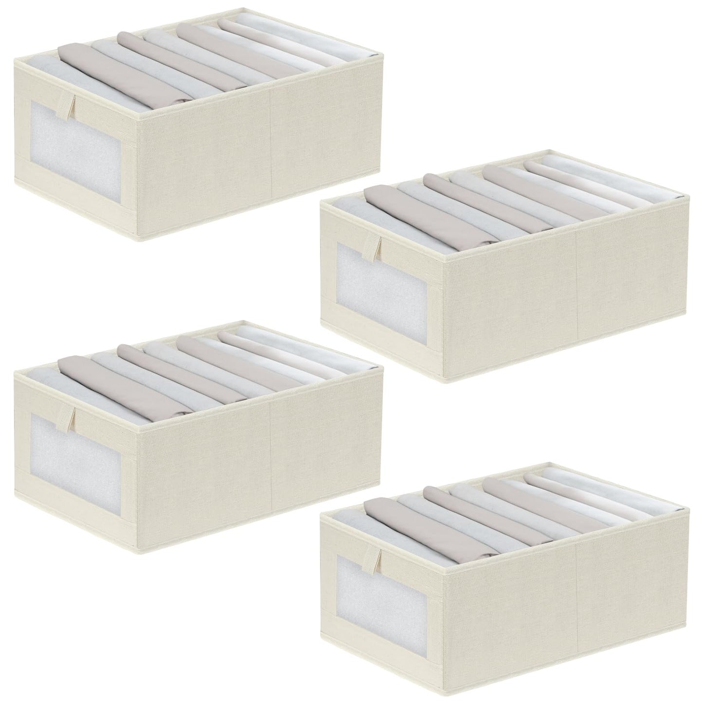 HOTOOLME Wardrobe Organiser Foldable Linen Drawer Storage Box 4 Pack