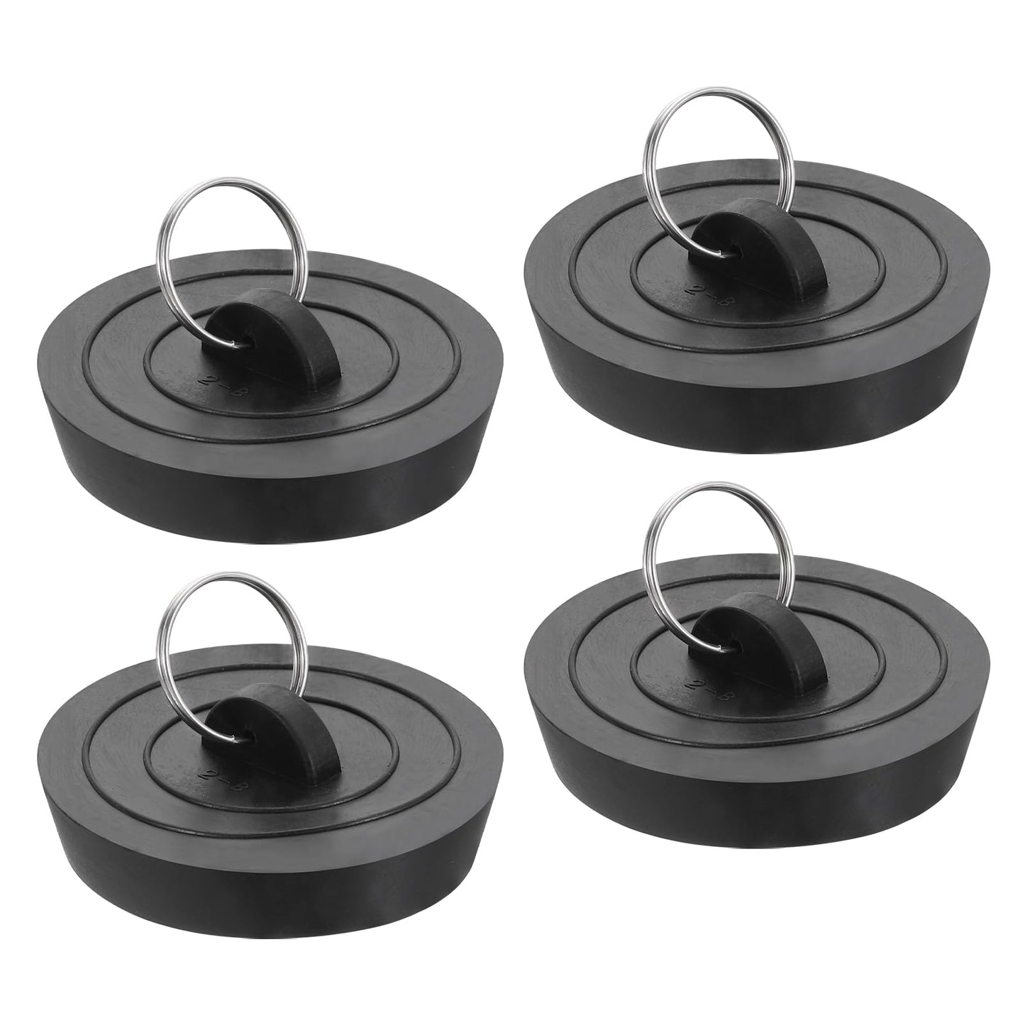 sourcing map 4pcs Rubber Drain Stopper with Hanging Ring, Bathtub Drain Plug Fits 2 Inch to 2-1/8 Inch, Rubber Sink Stopper Drain Plug for Bathtub