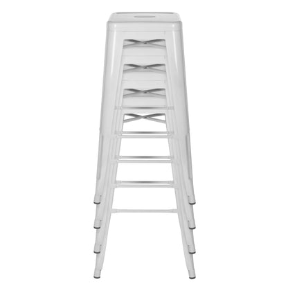 hjh OFFICE Barstool bistro stool VANTAGGIO HIGH metal stackable sturdy bistro stool white
