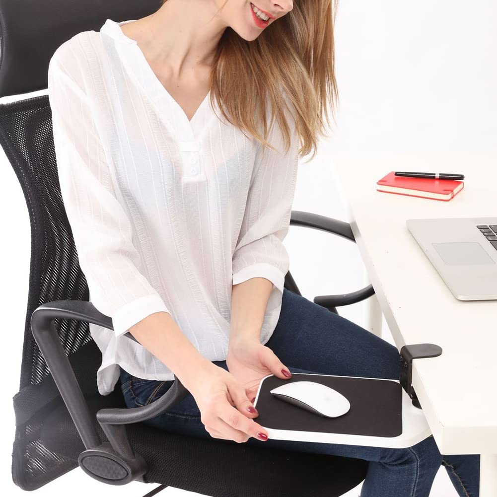 Mouse Tray Home Office Under Desk Clamp On Platform 360° Rotating Extension Board