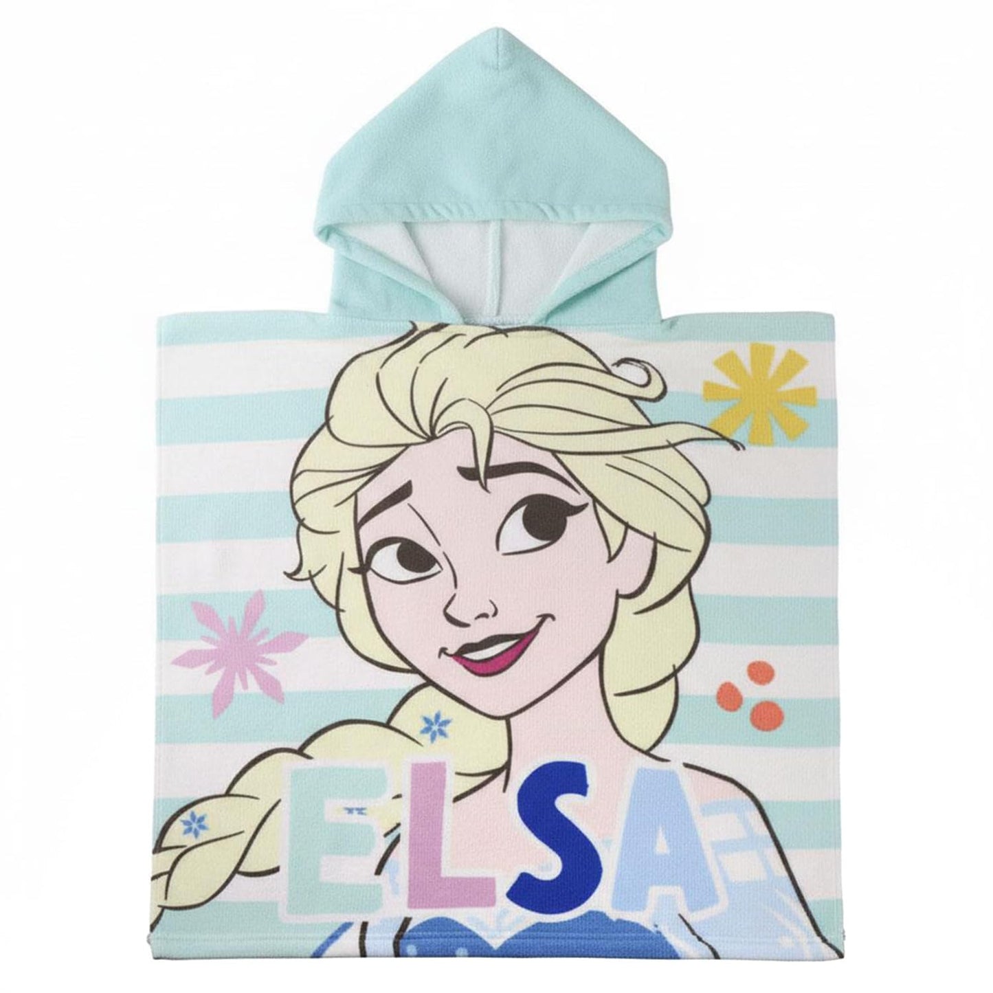 Frozen Beach Poncho | Elsa & Anna | Kids Hooded Towel Cape | 55x110 cm | Blue | Official Disney