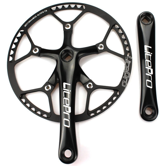 CYSKY Single Speed Crankset Set 56T 170mm Crankarms 130 BCD Litepro Folding Bike Crankset with Protective Cover for Single Speed Bike, Track Road