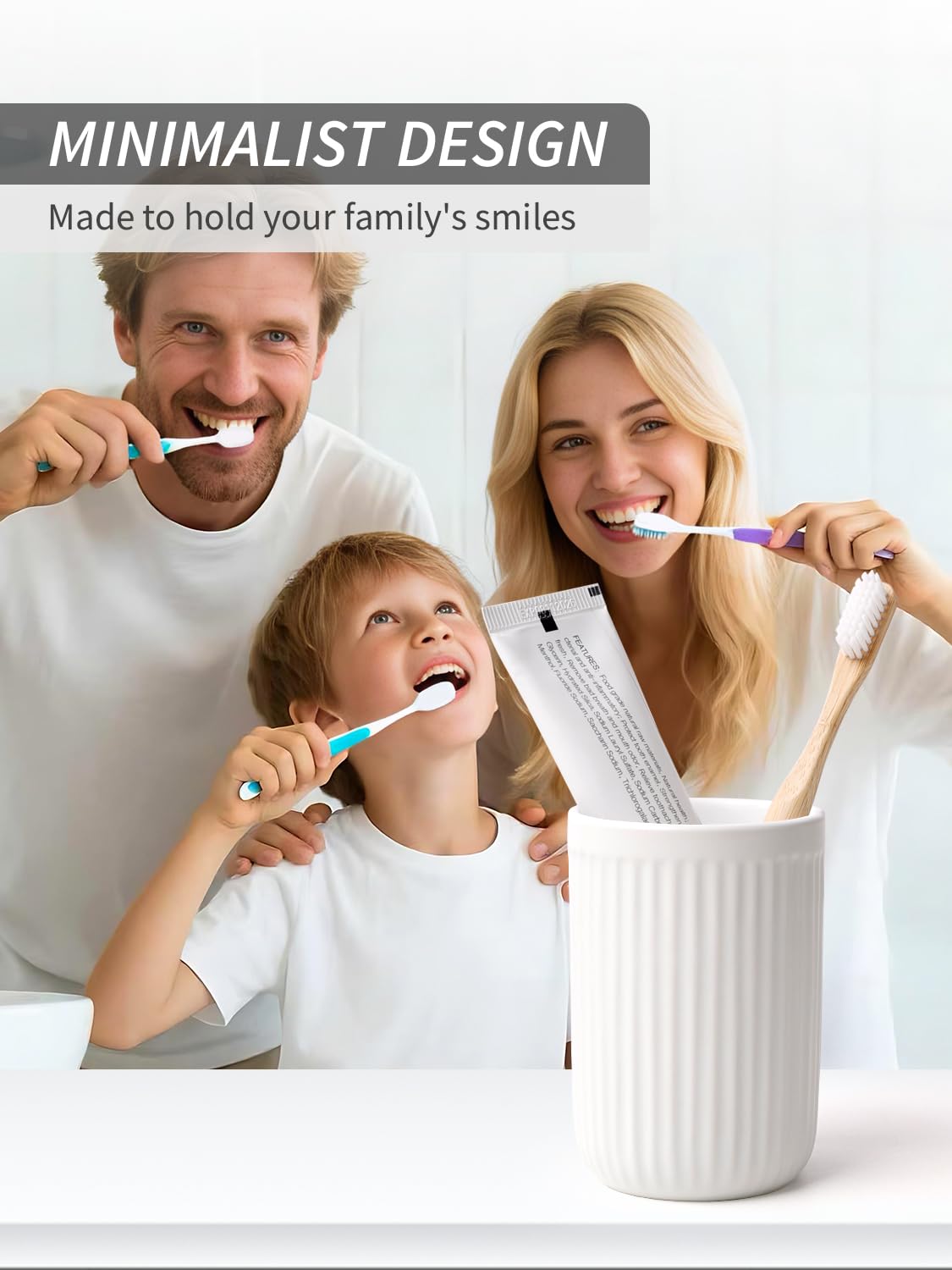 BosilunLife Toothbrush Holders for Bathroom Countertop, 320ml/11Oz Reusable Ceramic Toothbrush Holders Cup for Toothbrush and Toothpaste
