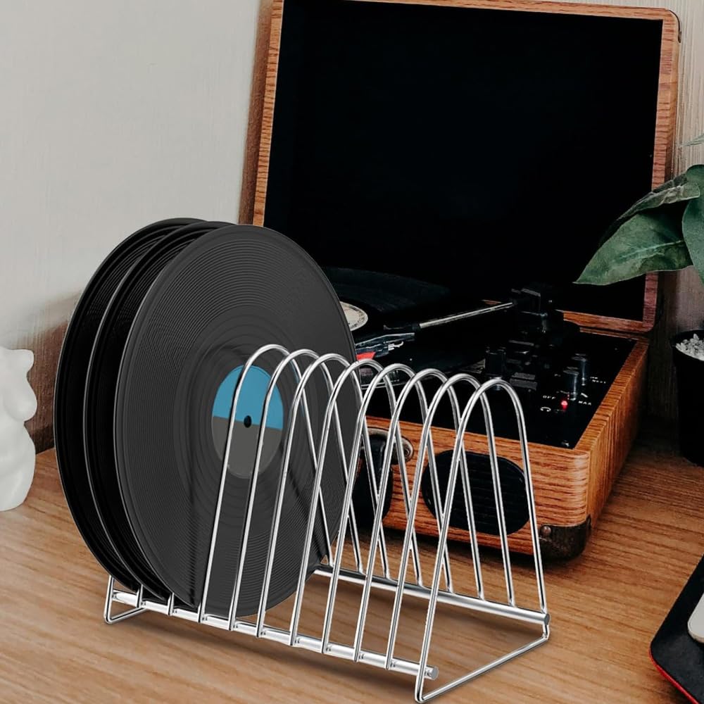 VOANZO Stainless Steel Record Album Rack Vinyl Record Storage Display Rack LP Record Placement Rack Suitable For Home