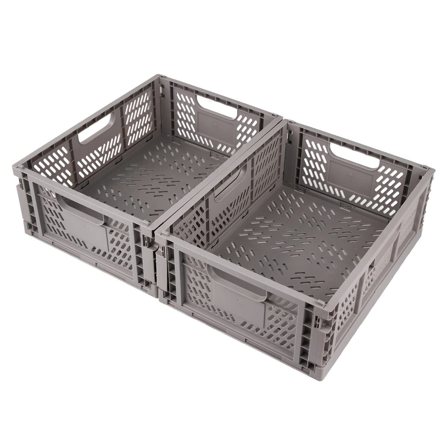 Spesh 2 Pcs Collapsible Storage Boxes Stackable Storage Baskets Folding Plastic Crates Foldable Crate Bins with Handles for Desk,Shelf,Cupboard