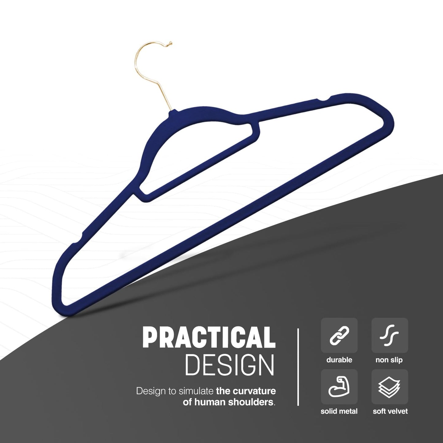 KEPLIN Velvet Hangers 20 Pack (41.5cm) - Non-Slip Clothes Coat hangers with Tie Bar and 360 Degree Hook for Home Storage Durable