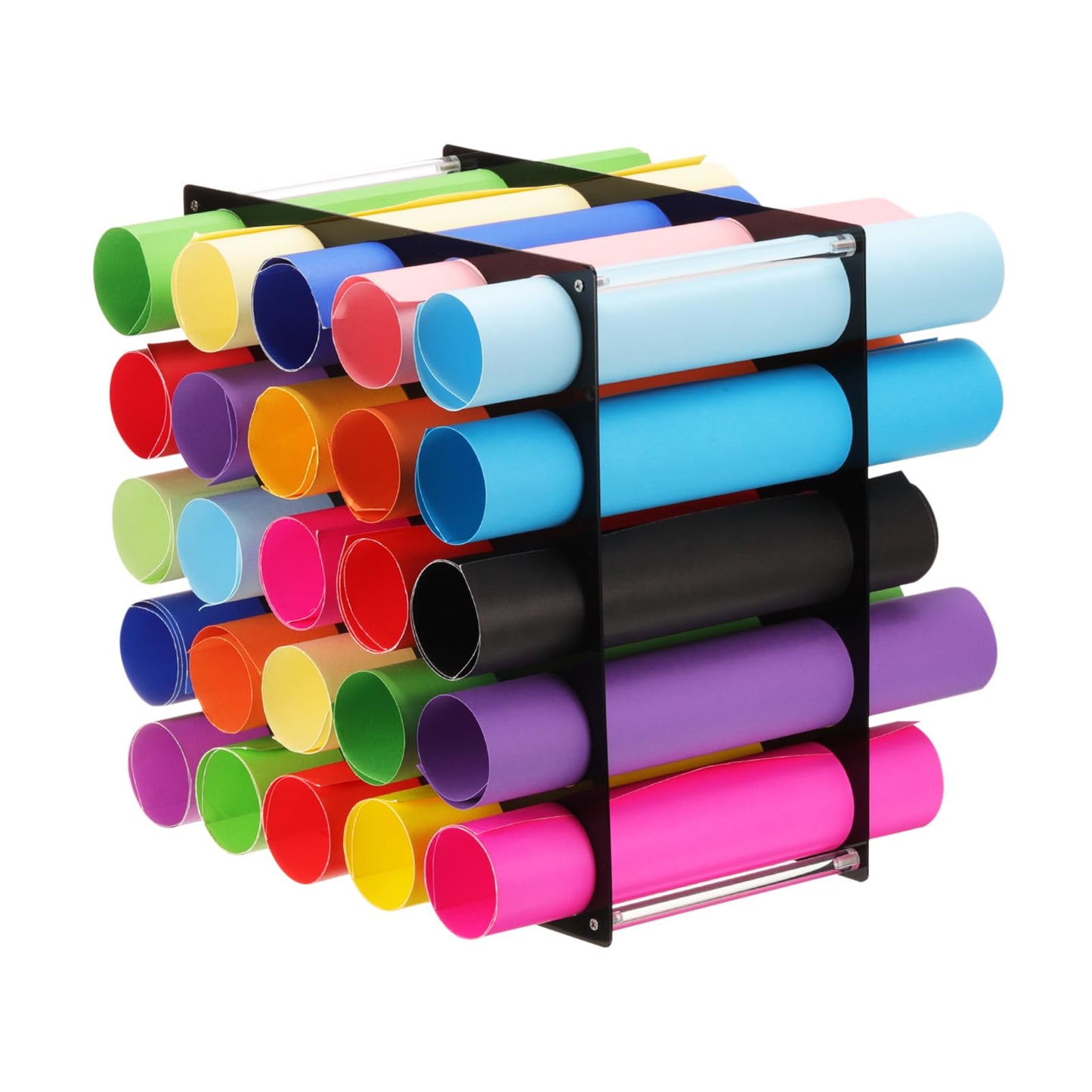 sourcing map Vinyl Roll Storage Rack, 1 Set Acrylic Vinyl Roll Holder for Up to 25-Holes, Vinyl Organization for Craft Room Vinyl Roll Gift Wrap