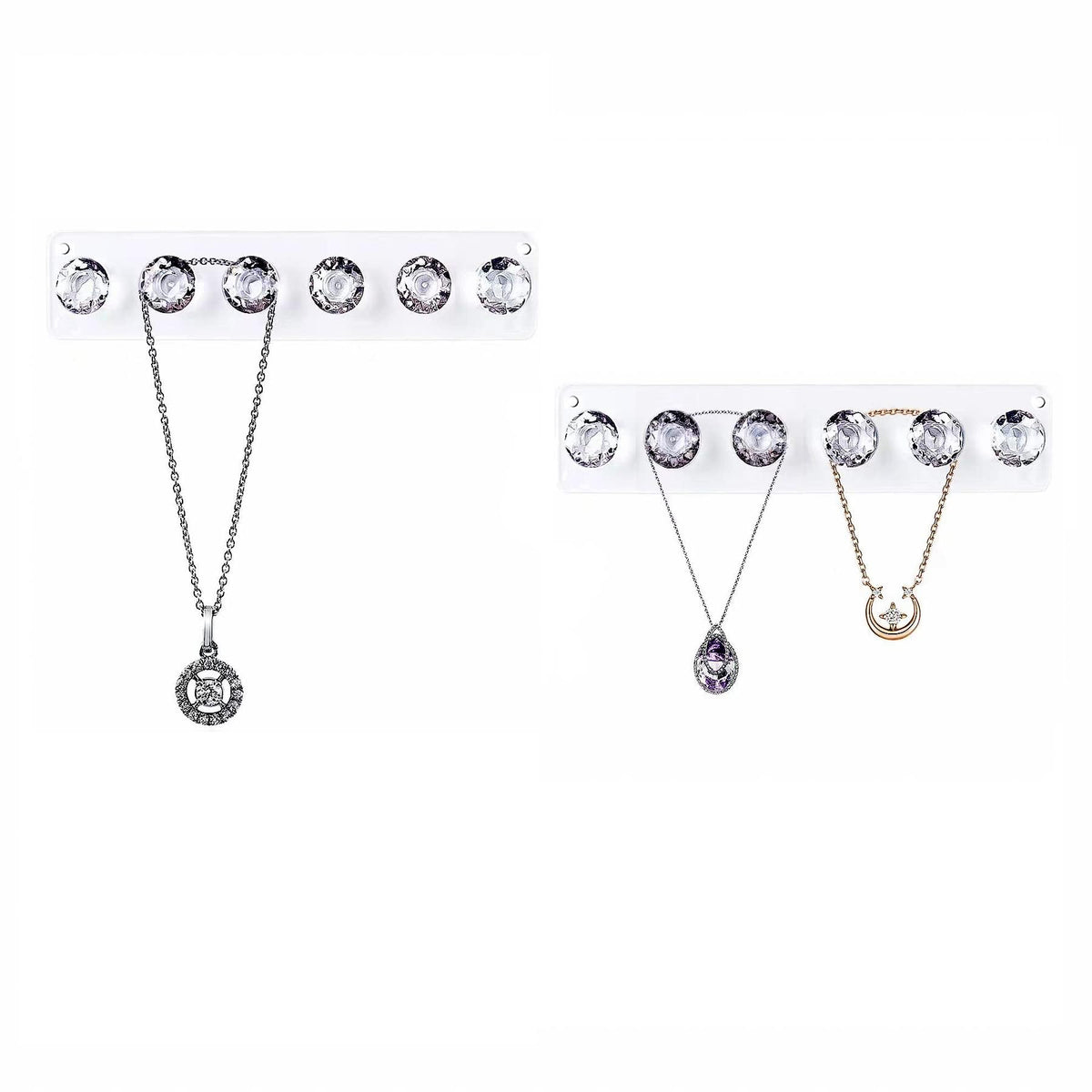 Baoswi Necklace Hangers Acrylic Necklaces Holder Wall Mounted Jewellry Organiser Hanging with Diamond Shape Hooks, Jewellry Hangers for Necklace