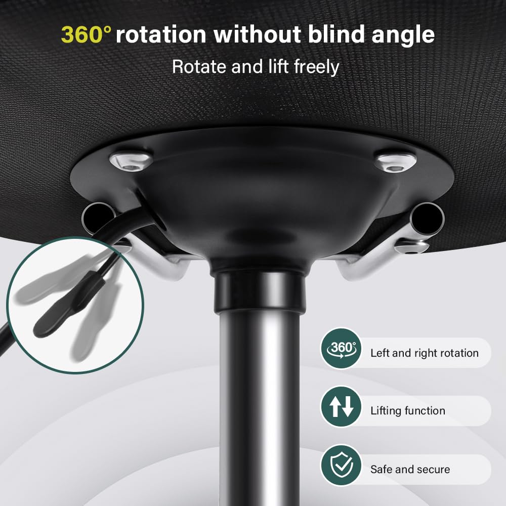 BFTOU Square Swivel Stool on Wheels Perfect for Work SPA Shop Massage Height-Adjustable and Cost-Effective Rolling Stool Chair with Back White