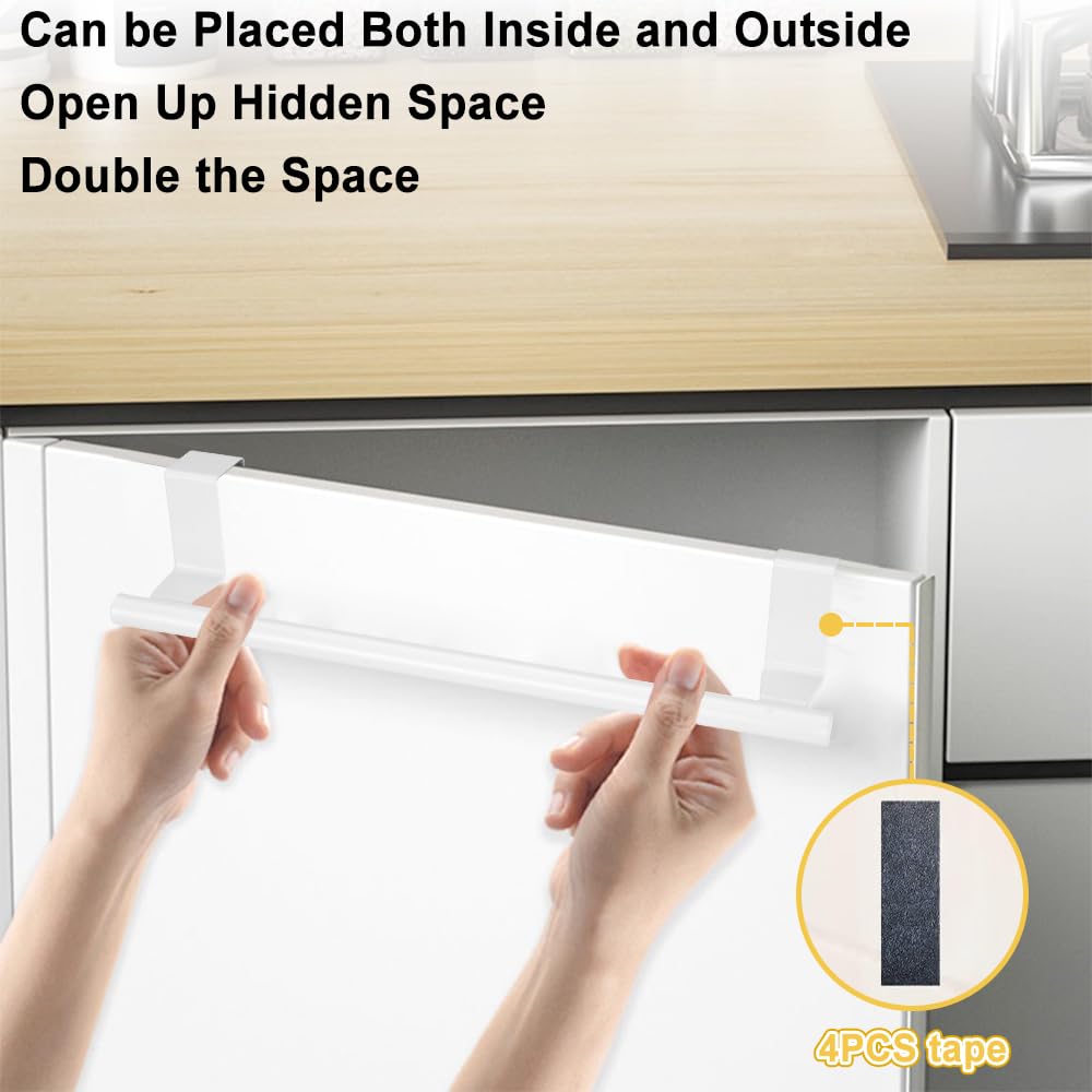 2 Pcs Stainless Steel Towel Holder, Over Door Towel Rail with Protective Strip, Towel Bar Holder