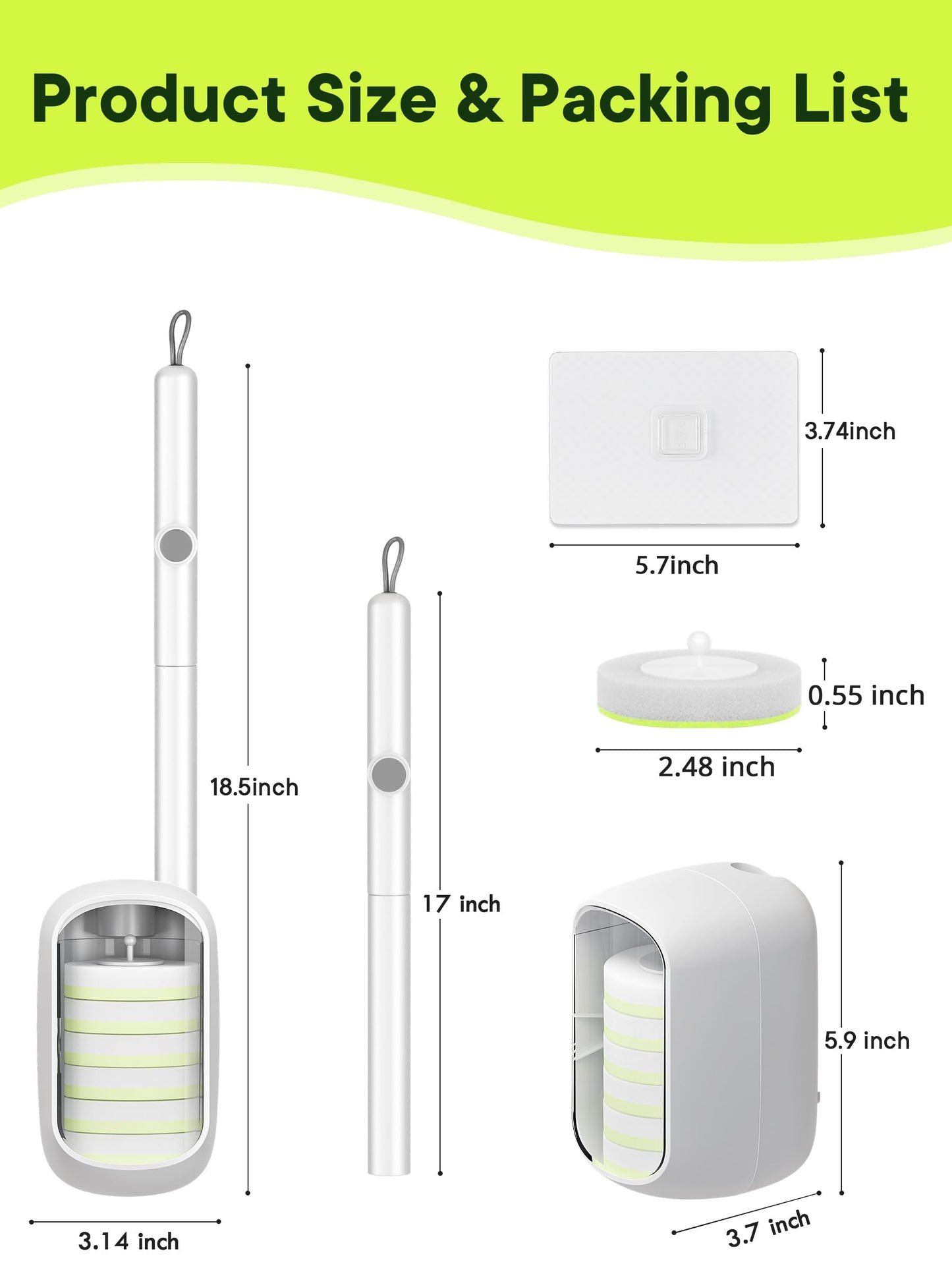 Disposable Toilet Brush and Holder Set, Toilet Bowl Cleaner Wand with 36 Refill Heads, Toilet Brush for Bathroom, Toilet Bowl Brush and Holder
