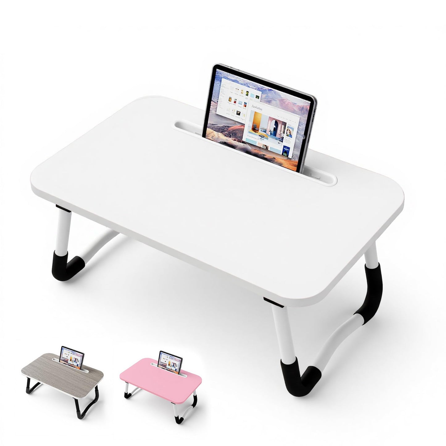 Small Laptop Bed Desk - Lap Desk 48 x 30cm for Breakfast Tray Table, Eating, Reading, Writing, Working, Laptop Stand for Bed, Sofa, Office and Home