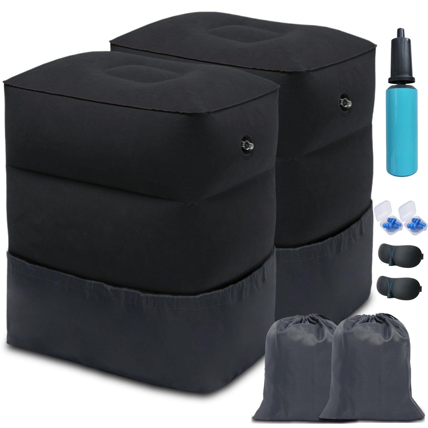 Inflatable Foot Rest Pillow, Airplane Travel Pillow, Multifunctional Adjustable 3 Layers Height Foot Rest