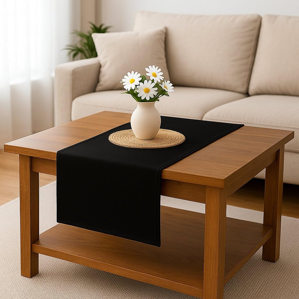 Table Runner Made of Minimate Fabric Modern, Smooth, Wide Hem, Non-Iron, Durable, Washable up to 60°C, Can be Tumble Dried, Kitchen and Living Room