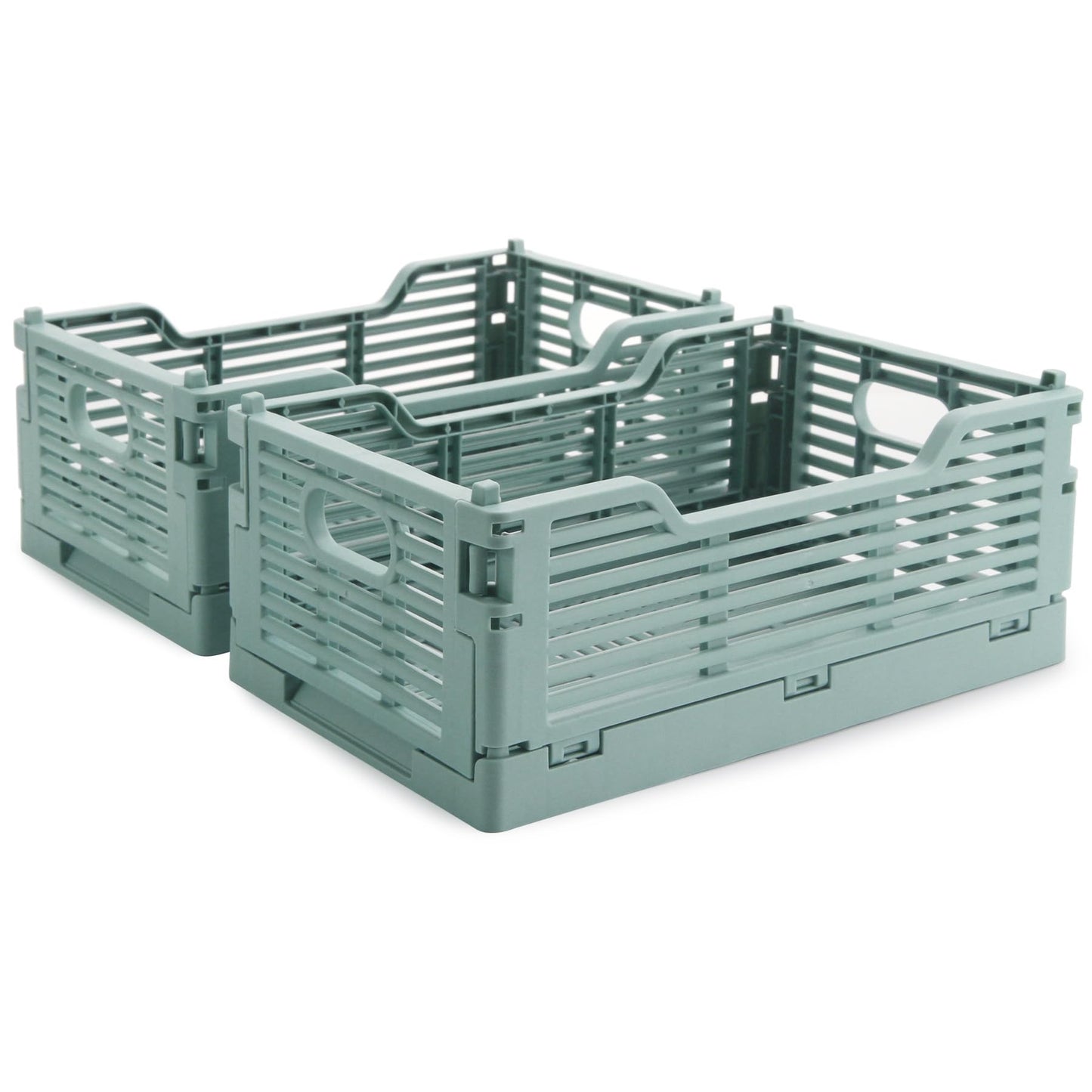 Vivikivi 2-Pack Collapsible Crates Storage Boxes, 22x15x9cm, Blue