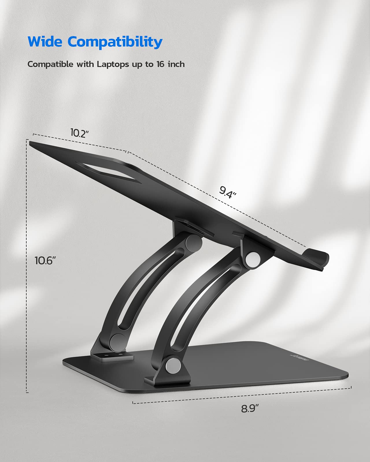 Nulaxy Adjustable Laptop Stand for Desk, Dual Foldable Design, Black