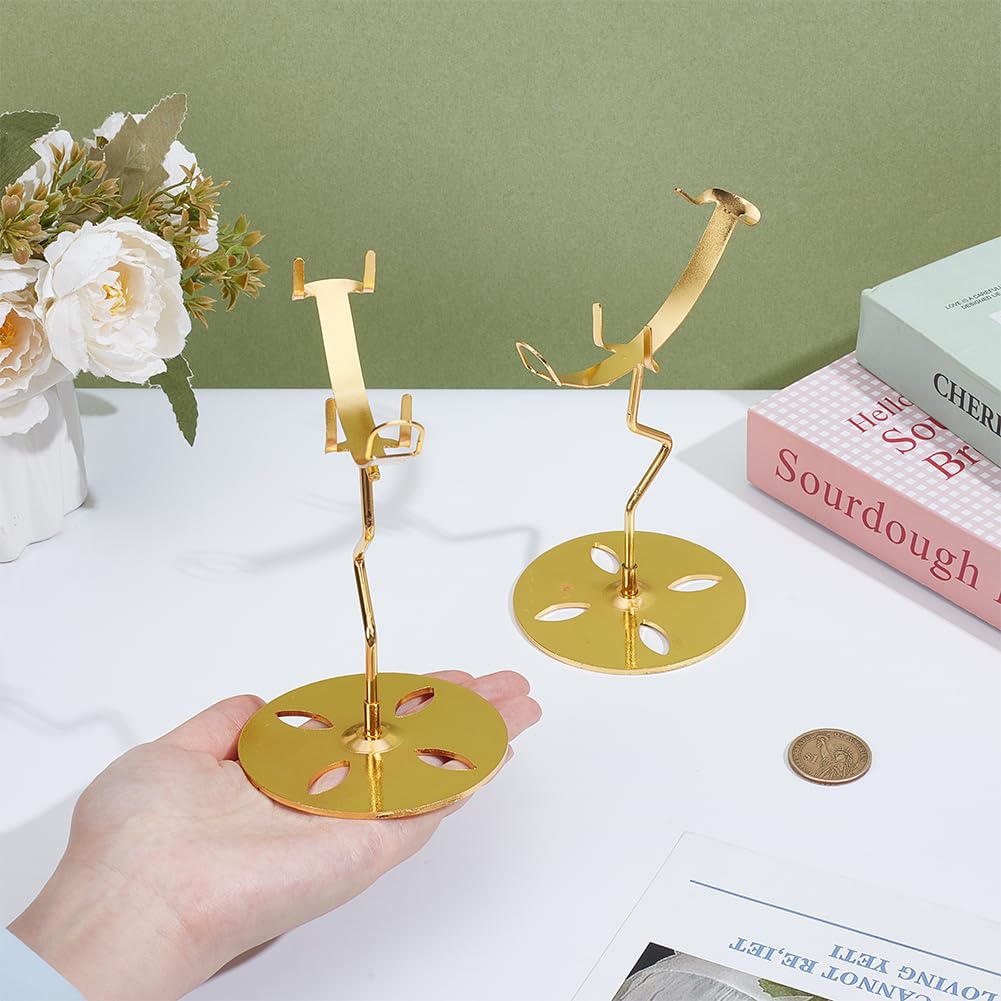 NBEADS 2 Sets Crystal Display Holder, 7.9x13.5cm Moon Shaped Small Rock Display Stand Sphere Display Holder for Gemstones Geodes Mineral Agate Home