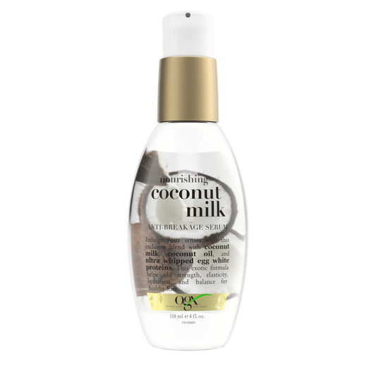 OGX 91008 Anti-Breakage Serum Nourishing Coconut Milk, Paraben and Sulfate Free, Sustainable Ingredients, Strengthening, Protective, Hydrating, 4
