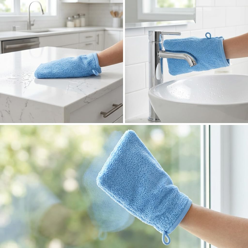 Perefly Washcloth Small Towels Set - 15 X 21 CM Hand Towels for Bathroom & Gym - Soft & Absorbent - Fast Drying Wash Cloths 10 Pack (Blue)