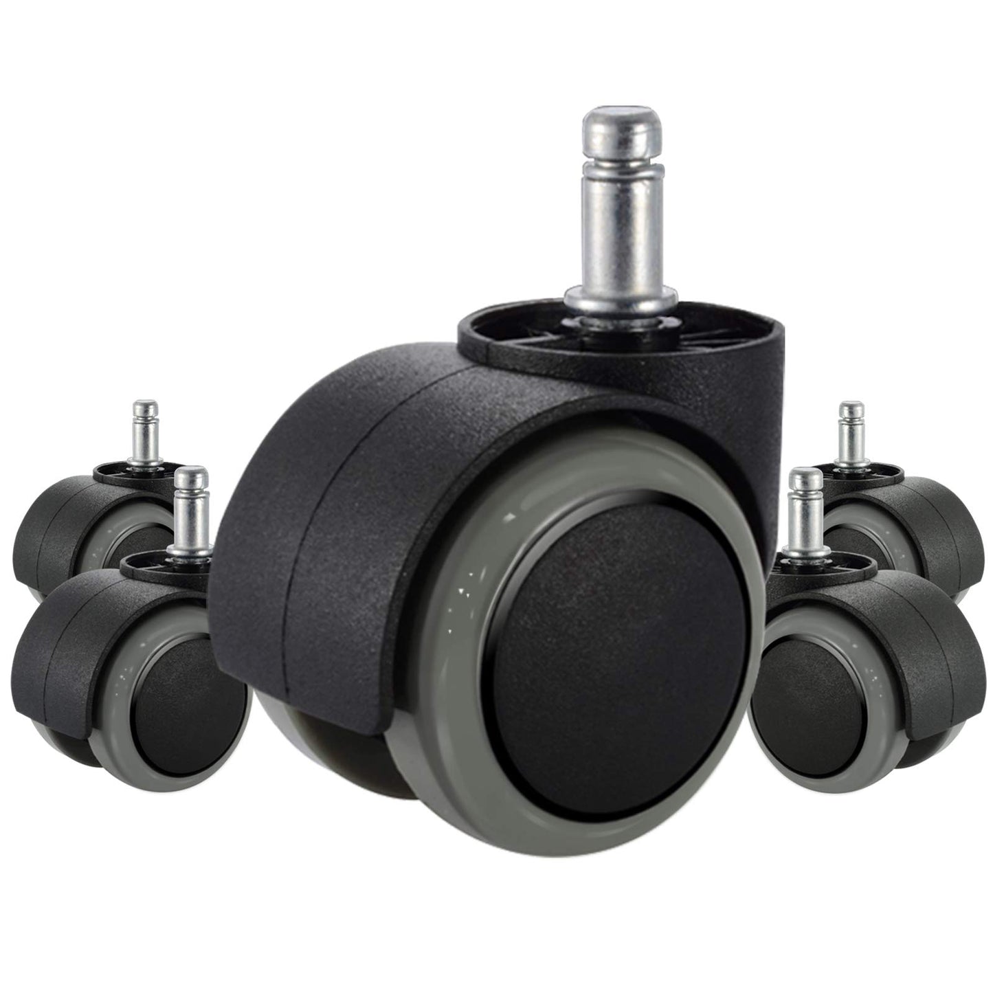 Office Chair Caster Wheels, PChero 5 Packs Furniture Casters, Fit IKEA Chair ONLY (Stem Diameter: 10mm, Stem Length: 22mm) – Heavy Duty 550lbs