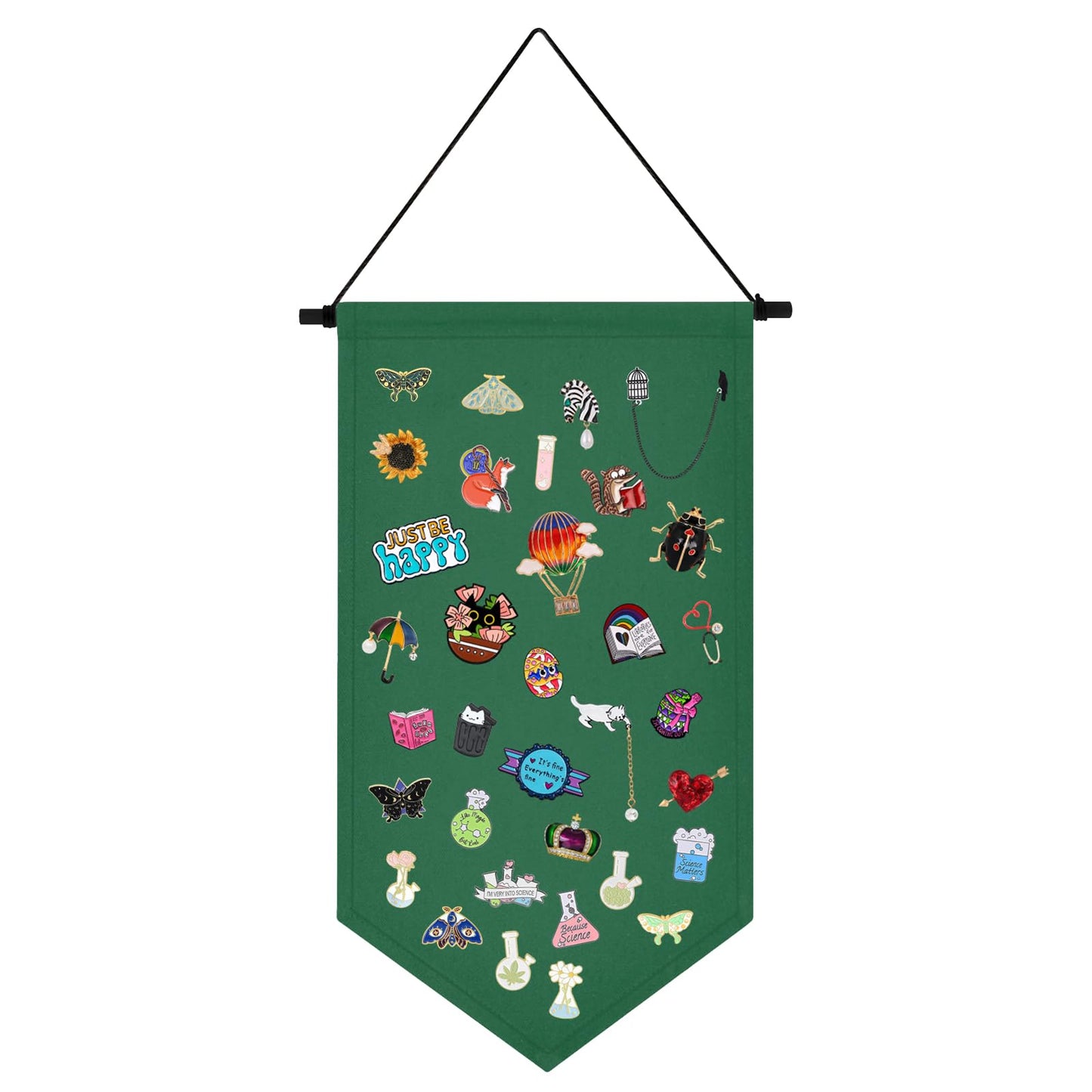 Kunyeah Wall Hanging Brooch Organizer Storage Case Colorful Canvas Pin Board Stand Enamel Pin Badge Hanging Holder Display Banner Earrings Collection