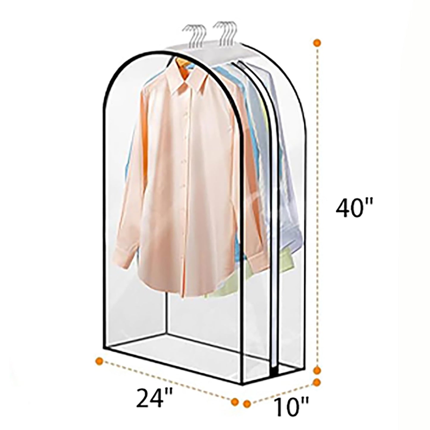 XIANTIAN 4 Pack Full Clear Garment Bags, 40" Clothes Covers with 10" Gusseted, Clear Dress Bags Covers Long, Moth Proof Clothes Covers Protector Bags