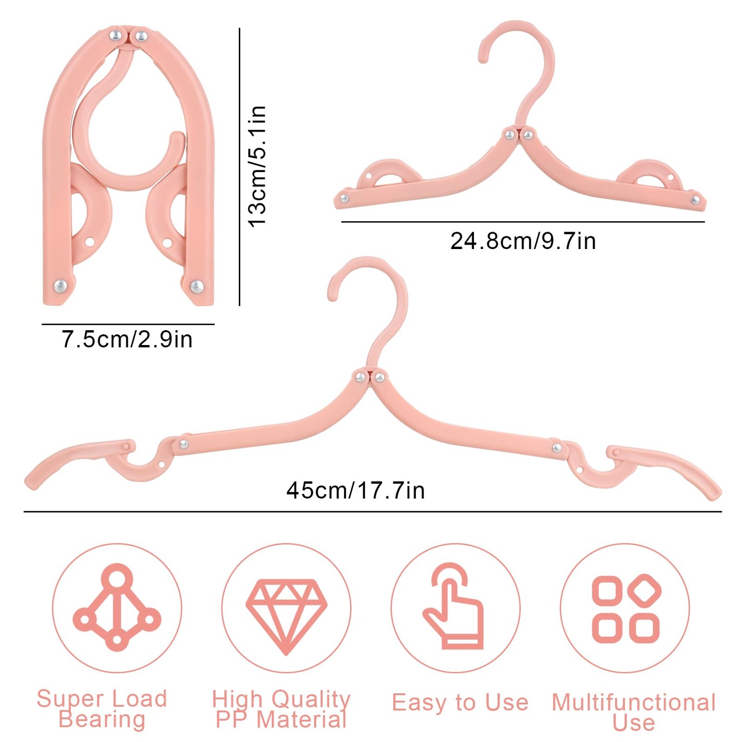 Travel Hangers 20 PCS Folding Clothes Hangers Portable Plastic Clothes Coats Hangers Non-SlipTravel Hanger Portable Folding Foldable Space Saving