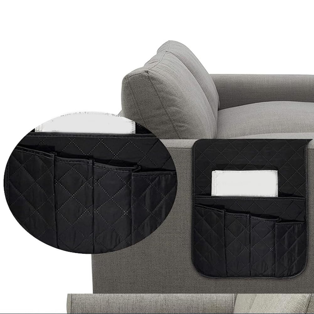 Ginobili Sofa Remote Control Holder Non-Slip Armchair Holders for Couch Recliner with 5 Pockets for Book Etc