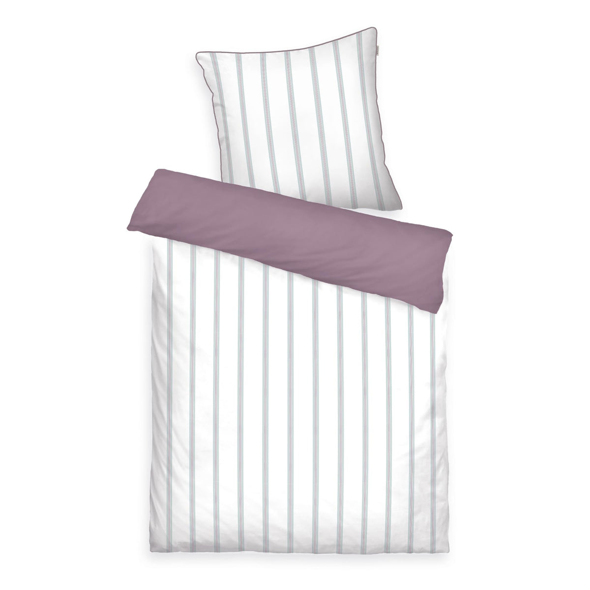 TOM TAILOR Satin-Bettwäsche, 60 x 80 cm + 140 x 200 cm, 100% Baumwolle/Satin, mit farbiger Paspel am Kissen, Wendemotiv und Markenreißverschluss